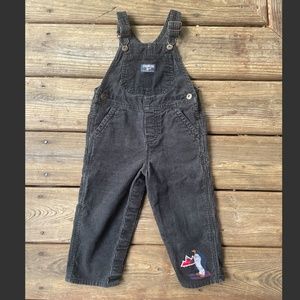 Vintage 90's OshKo'sh B'gosh Vestbak Dark Gray Corduroy Overalls 12 months